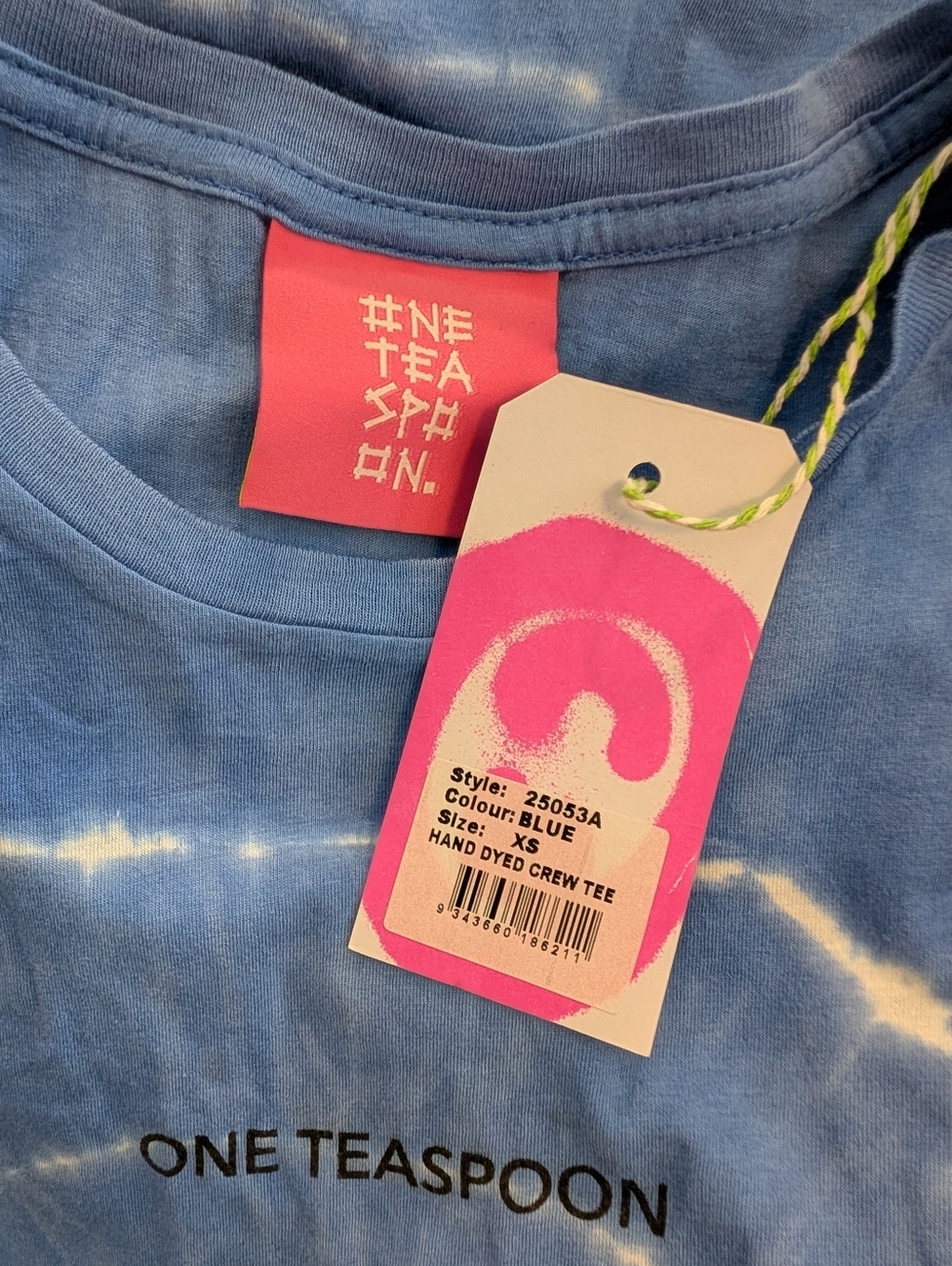 NWT One Teaspoon Blue Tie-Dye Crew Tee - Picture 3 of 3